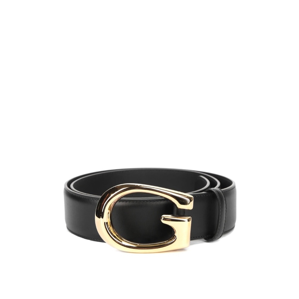 Gucci Black Belt with Large Gold G Buckle